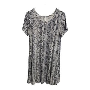 Popyoung Dress Snake Print Knee Length Size Medium 1/4 Sleeves